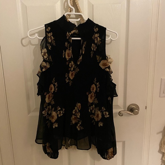 Floral chiffon blouse with puffy sleeves - Picture 6 of 7